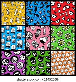 Set of funny colourful seamless patterns.