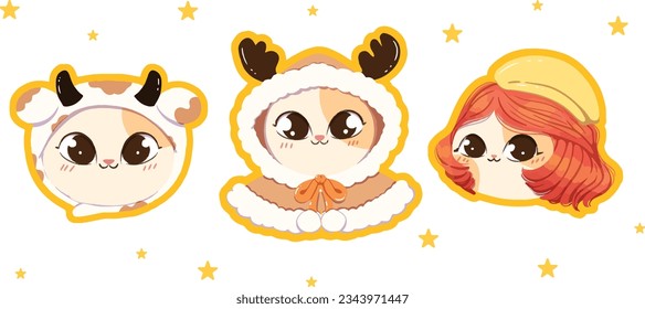 Set of Funny Cosplay Cats