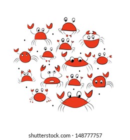 Set of funny crabs for your design