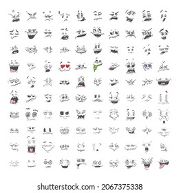 A set of funny, creepy, ugly emoticons. Original smiles for web applications, stickers, social networks.