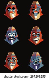 Set of funny cute cartoon monster with different emotions. Vector illustration.Isolated, yeti character, emotions, isolated, monster emoji icon. 