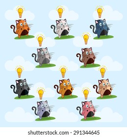 Set of funny and cute cats with huge idea