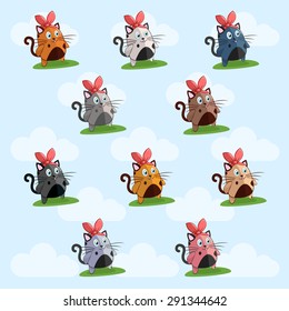 Set of funny and cute cats like rabbits
