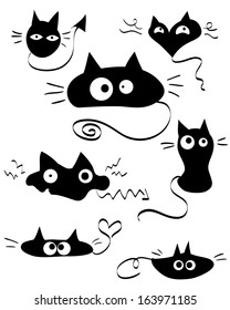 set of funny and cute doodle cats