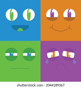 Set funny and cute faces, vector illustration. Emoticon avatars collection.