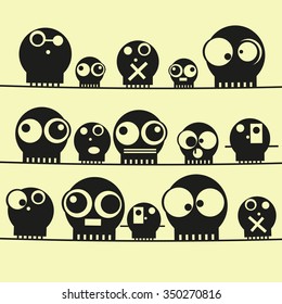 Set of funny cute monsters. Vector illustration