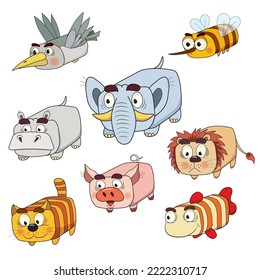 Set of funny different animals