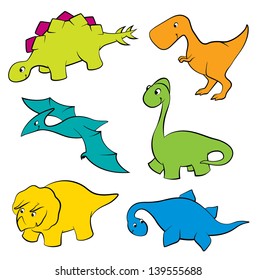 Set of funny dinosaurs