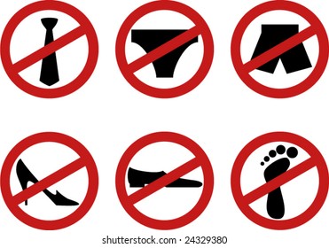 set of funny disabling red signs with black silhouettes