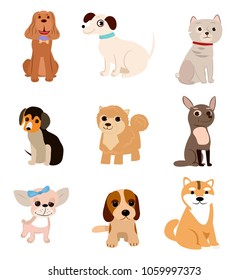 Dogs Collection Vector Illustration Funny Cartoon Stock Vector (Royalty ...