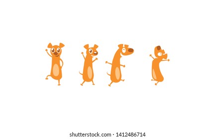 set of funny dogs. red dogs - vector