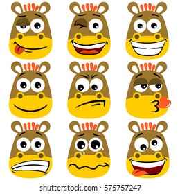 Set of funny donkey facial expressions, vector cartoon illustration