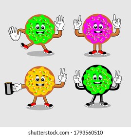 set of funny donut icon vector design
