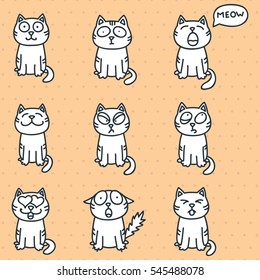 Set of funny doodle cats