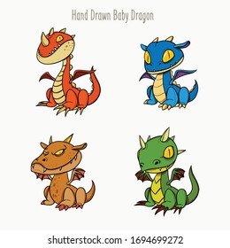 Set of funny dragon character