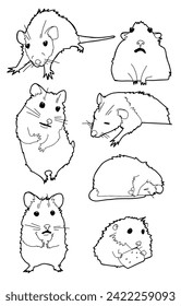 set of funny drawn rodents