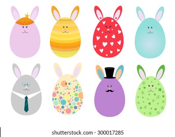 Set of funny easter eggs cartoons