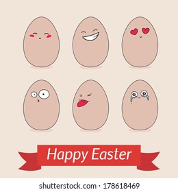 set of funny eggs. easter vector