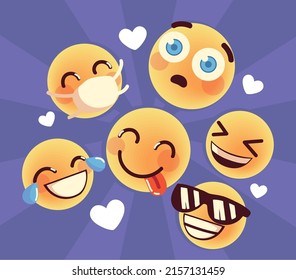 set of funny emoji expressions
