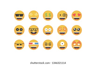 Set of funny emoticon vector isolated on white background. Emoji vector. Smile icon collection. Reactions icon web.