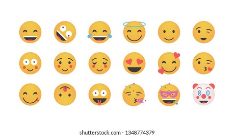 Set of funny emoticon vector isolated on white background. Emoji vector. Smile icon collection. Reactions icon web.