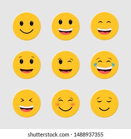 Set of funny emoticons. Emoji. Smileys vector set. 