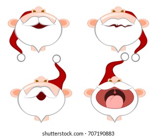 Set of funny emoticons santa clauses. EPS10 vector illustration