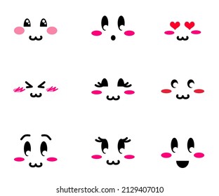 Eine Reihe lustiger Emoticons. Verschiedene Emotionen. Vektorgrafik.