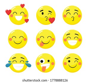 A set of funny emoticons. Vector isolates, volumetric 3d.