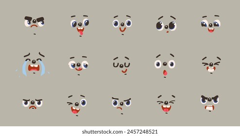 A set of funny emotions on a beige background