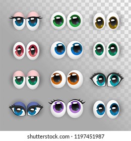 A set of funny eyes on a transparent background