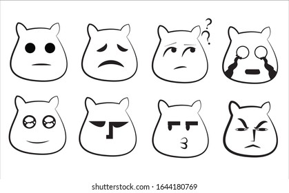 Set of Funny Face on animal concept: Cow. Design for Sticker or anything else. Eps10 Vector.