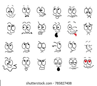  Set of  funny faces showing emotions. Grouped and layered for easy use