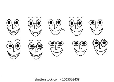 Set Funny Faces Vector Illustration Stock Vector (Royalty Free ...