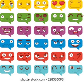 set of funny facial expressions