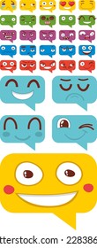 set of funny facial expressions dialogue