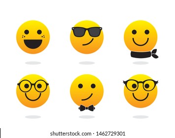 Set of Funny Facial Expressions, Vector Design