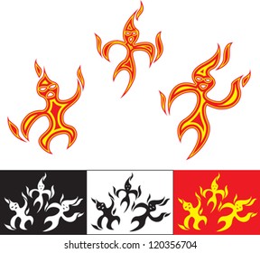 set of funny fiery characters