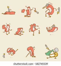 set of funny food characters