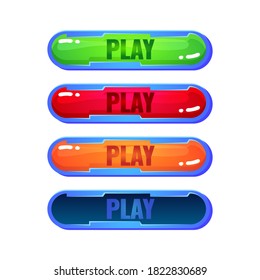 Juego de juegos divertidos ui jelly botón en varios colores. Perfecto para juegos 2d Ilustración vectorial