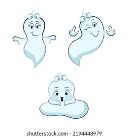 a set of funny ghosts to decorate children's cards, invitations to a holiday party