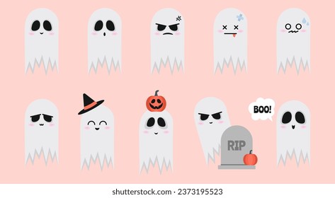 Juego de fantasmas divertidos sobre fondo rosa