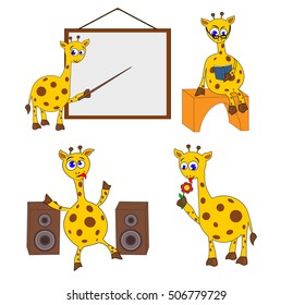 set of funny giraffes in various positions