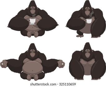 Set of funny gorilla