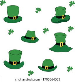 Set of funny green hats Vector hand draw illustration. Celebrate happy mood vector  illustration EPS10. Vector hand draw celebrate holiday St. Patrick's Day