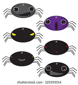 Set of funny Halloween cartoons, cute spider ,vector Illustration