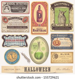set of funny halloween stickers/labels