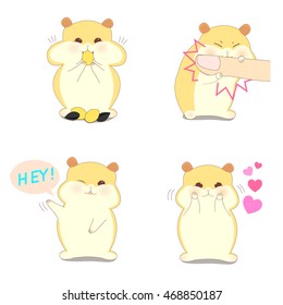 Set of funny hamsters. Cute animals cartoon for kids. Vector illustration