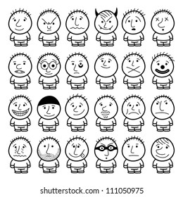 Set of funny hand drawn characters.