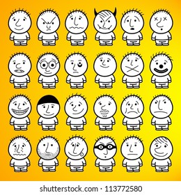 Set of funny hand drawn characters.